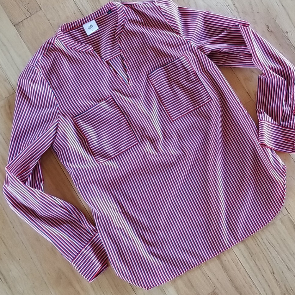 CAbi Red, White and Blue Stripe Top - Picture 4 of 5